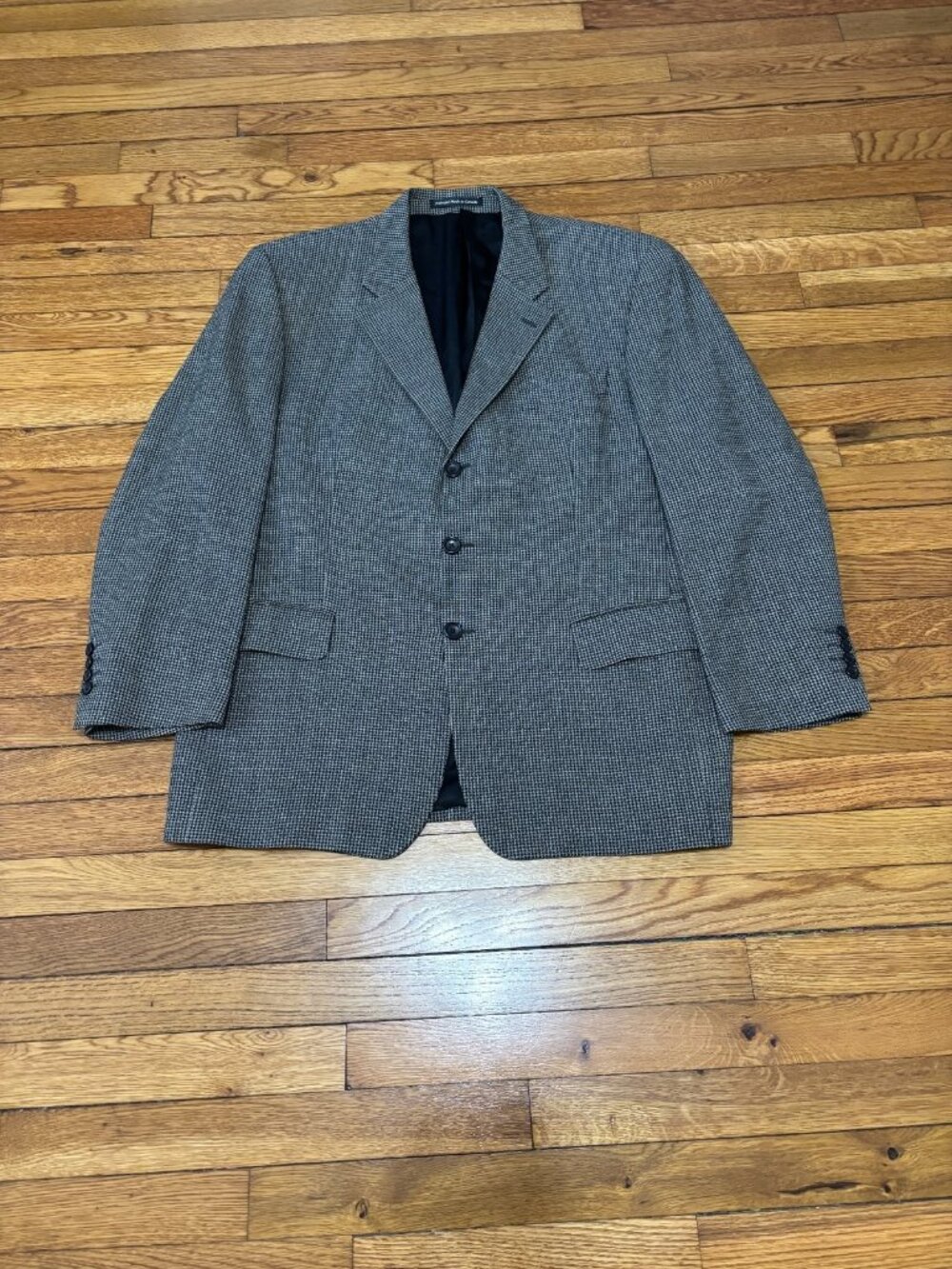 S. Cohen Mens Blazer Jacket Size 44R Gray Wool Check 3 Button Sport Coat